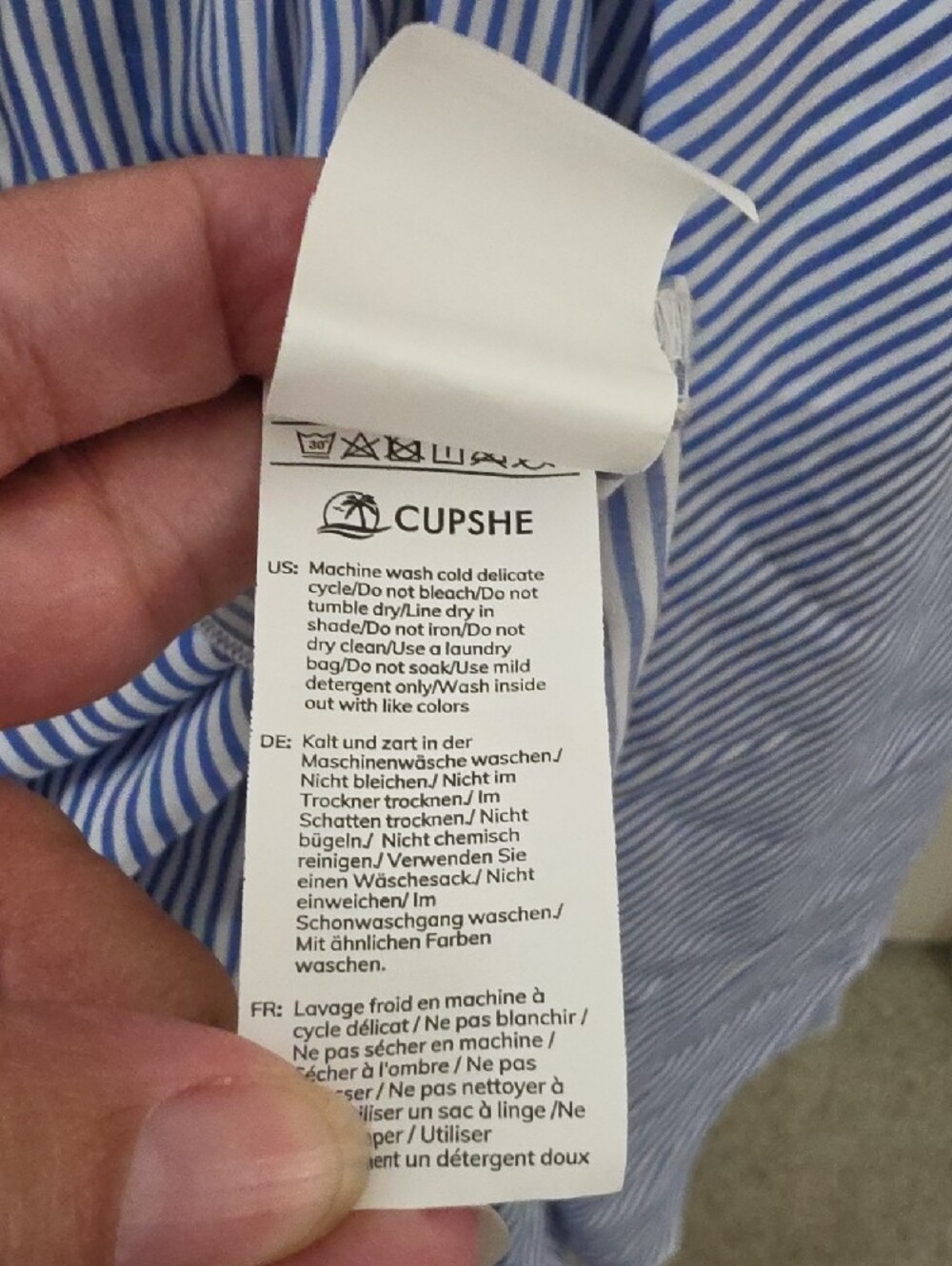 Cupshe | Beachside Dream Striped Mini Dress Blue/White Size L - Picture 11 of 13
